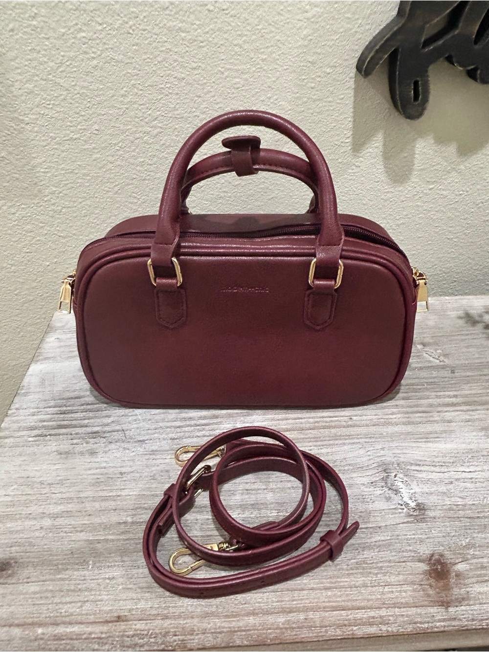 Burgundy Structured Leather Satchel